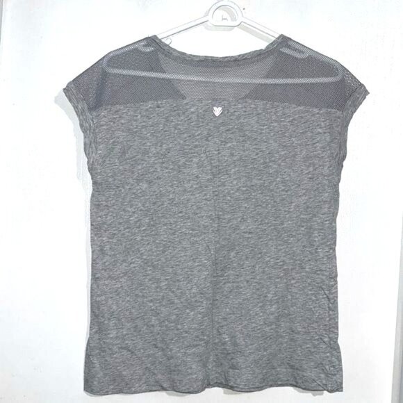 Gray Forever 21 Mesh Accent Cap Sleeve T-Shirt Size M Womens Casual Top Lightwei - Picture 4 of 6